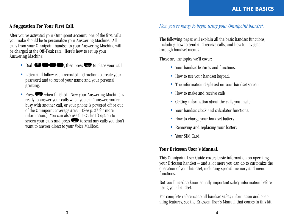 All the basics | Ericsson CF388 User Manual | Page 5 / 36