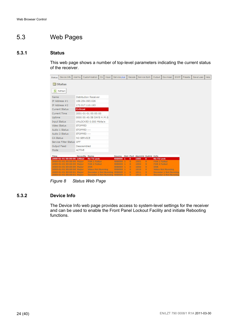 Figure 8, 3 web pages | Ericsson Distribution Receivers RX8315 User Manual | Page 24 / 40
