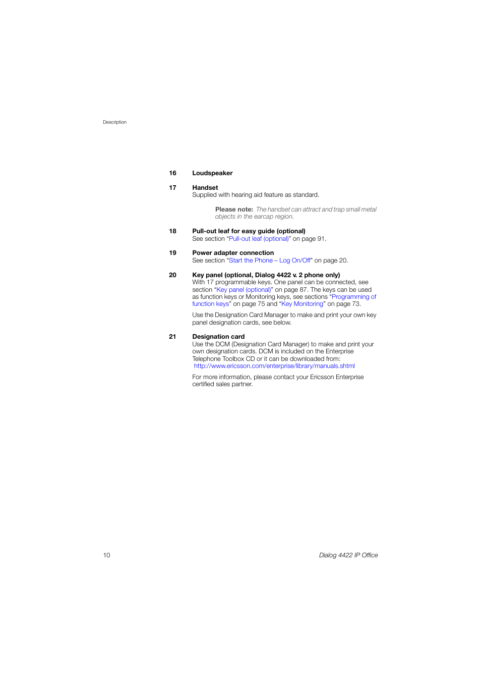 Ericsson DIALOG 4422 User Manual | Page 10 / 116