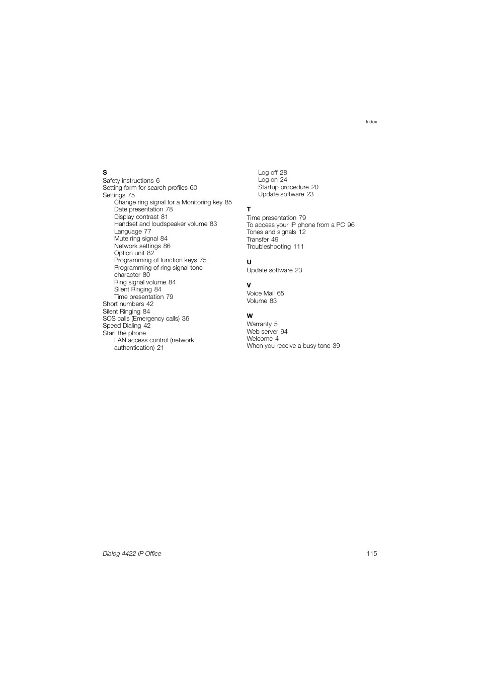 Ericsson DIALOG 4422 User Manual | Page 115 / 116