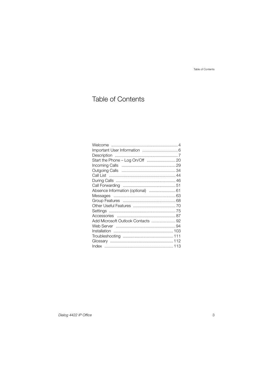 Ericsson DIALOG 4422 User Manual | Page 3 / 116