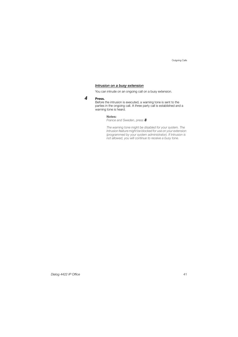 Ericsson DIALOG 4422 User Manual | Page 41 / 116