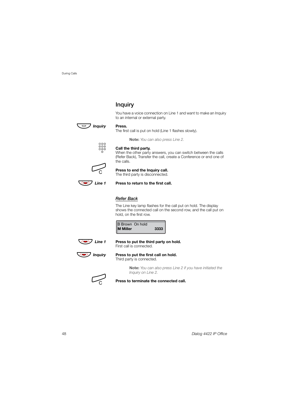 Inquiry | Ericsson DIALOG 4422 User Manual | Page 48 / 116