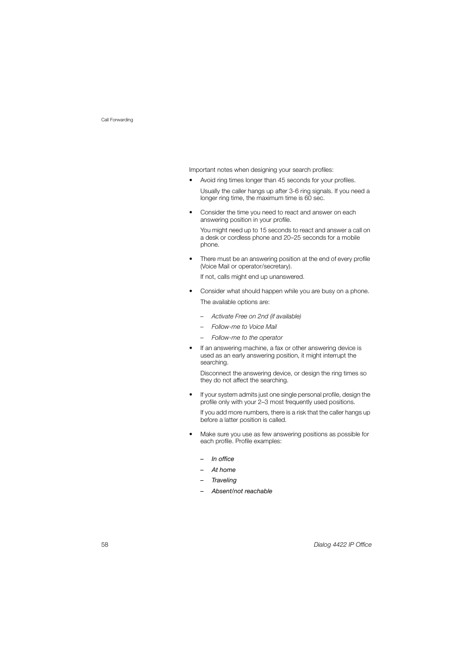 Ericsson DIALOG 4422 User Manual | Page 58 / 116