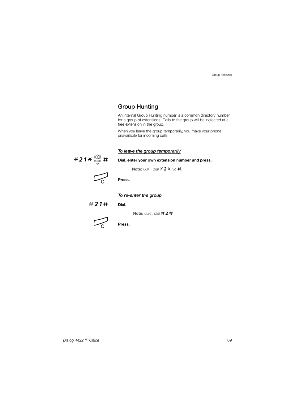 Group hunting, 21* z | Ericsson DIALOG 4422 User Manual | Page 69 / 116