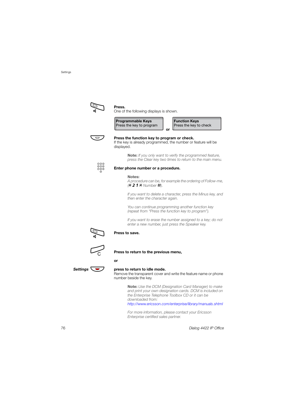 Ericsson DIALOG 4422 User Manual | Page 76 / 116