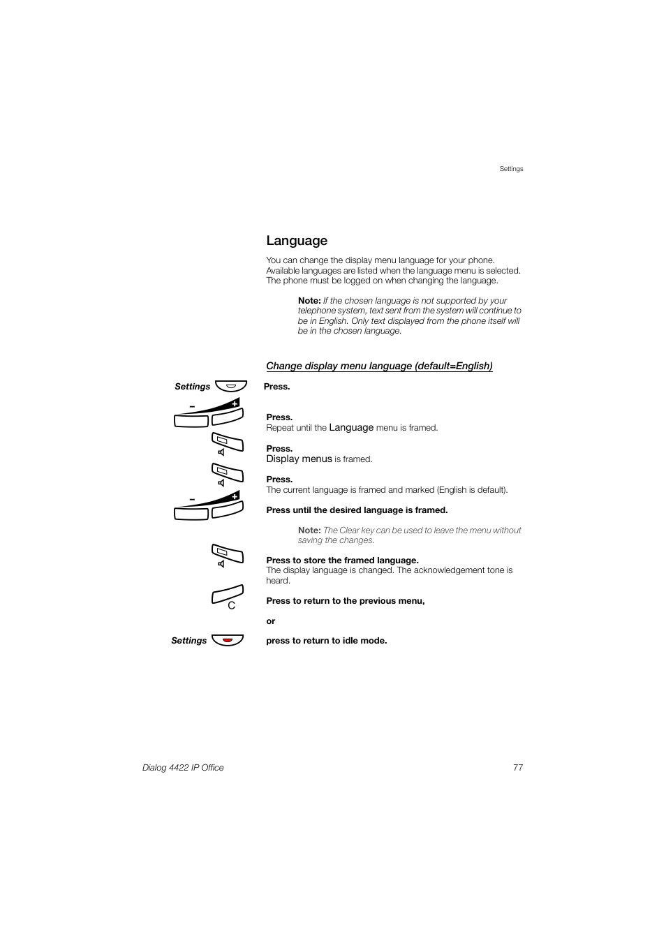 Language | Ericsson DIALOG 4422 User Manual | Page 77 / 116