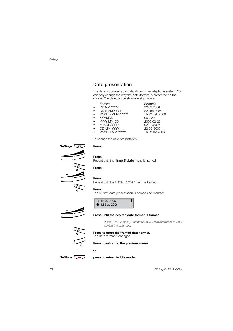 Date presentation | Ericsson DIALOG 4422 User Manual | Page 78 / 116