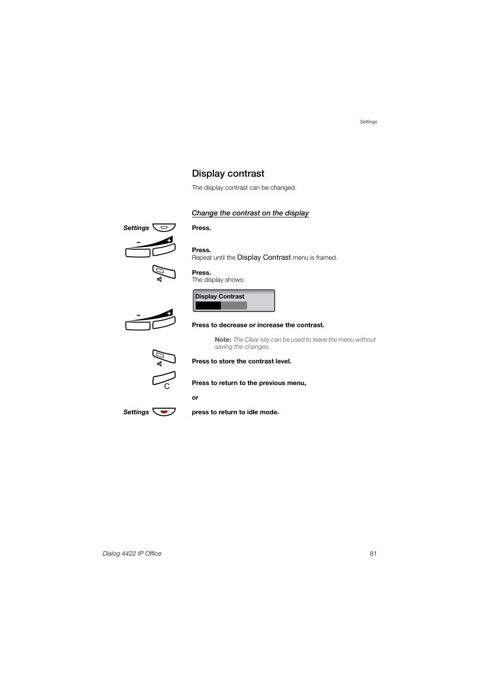 Display contrast | Ericsson DIALOG 4422 User Manual | Page 81 / 116