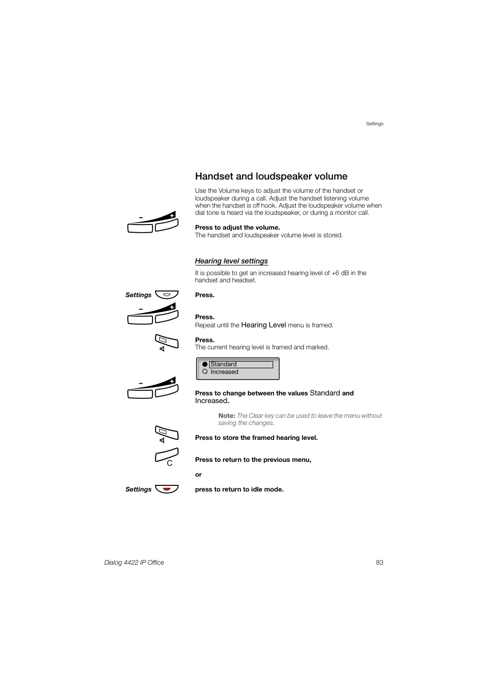 Handset and loudspeaker volume | Ericsson DIALOG 4422 User Manual | Page 83 / 116