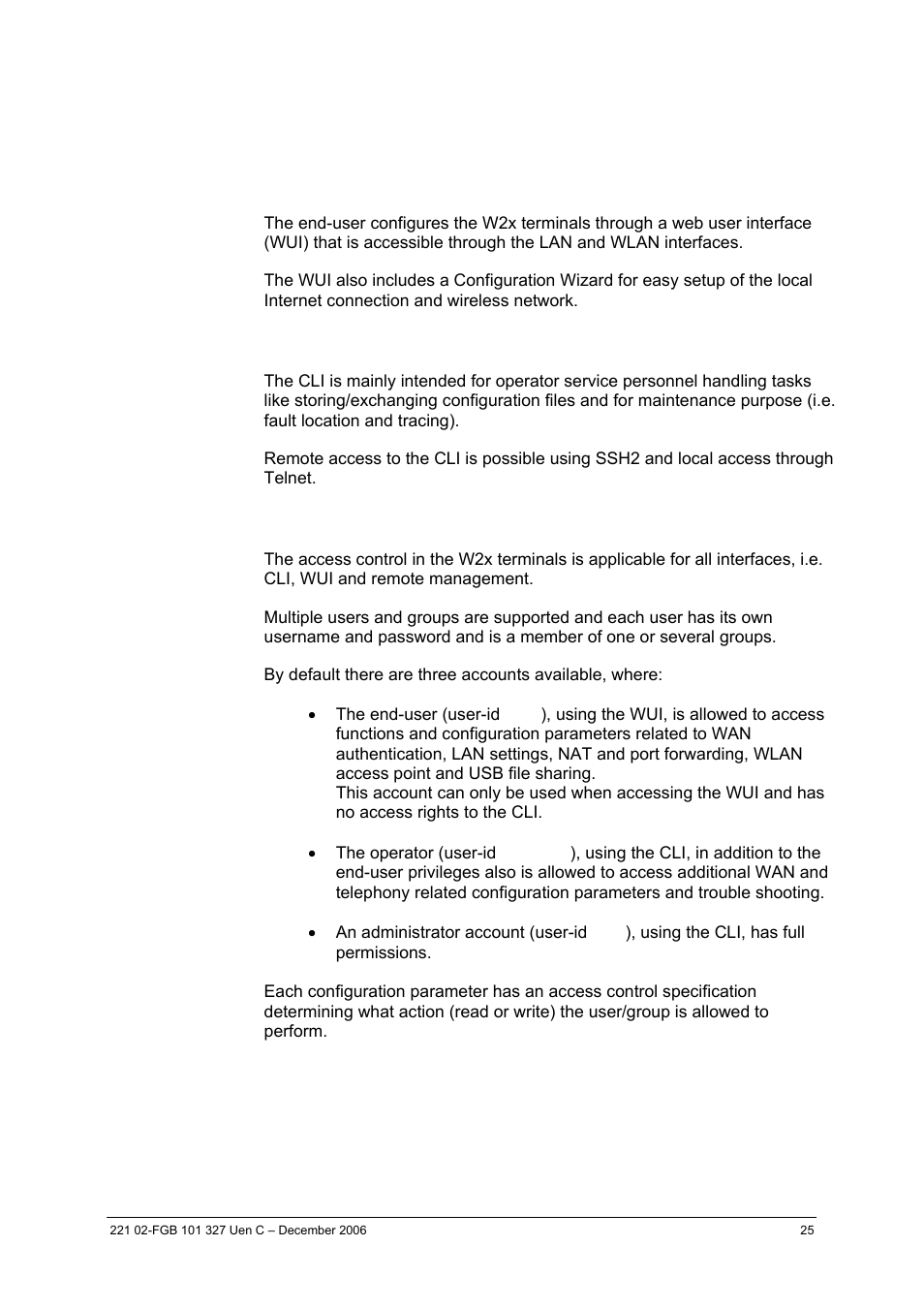 7configuration and management, 1 web user interface, 2 command line interface | 3 access control | Ericsson W2x Series User Manual | Page 25 / 33