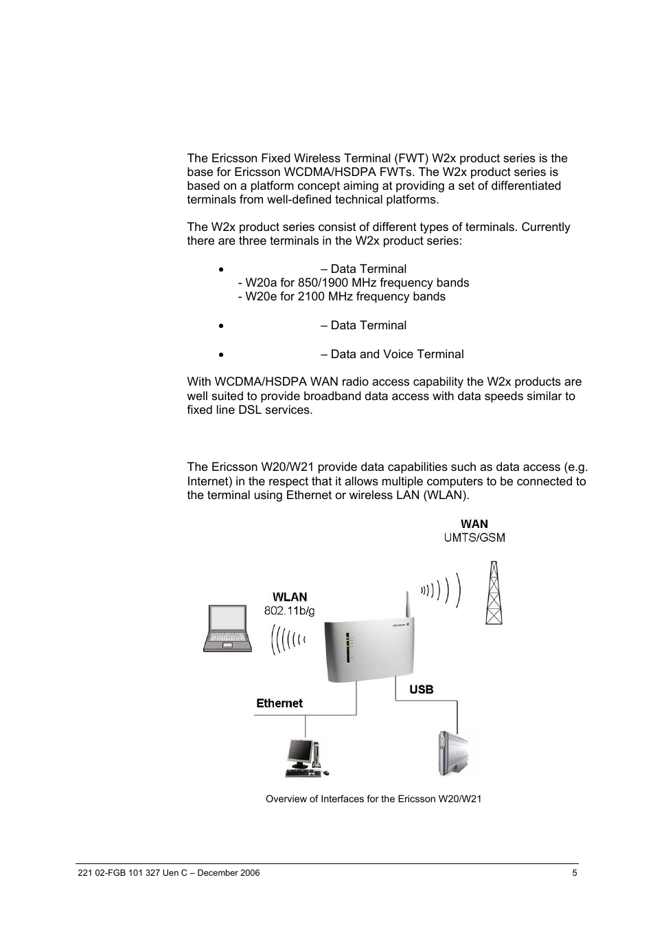 1w2x series overview, 1 introduction | Ericsson W2x Series User Manual | Page 5 / 33