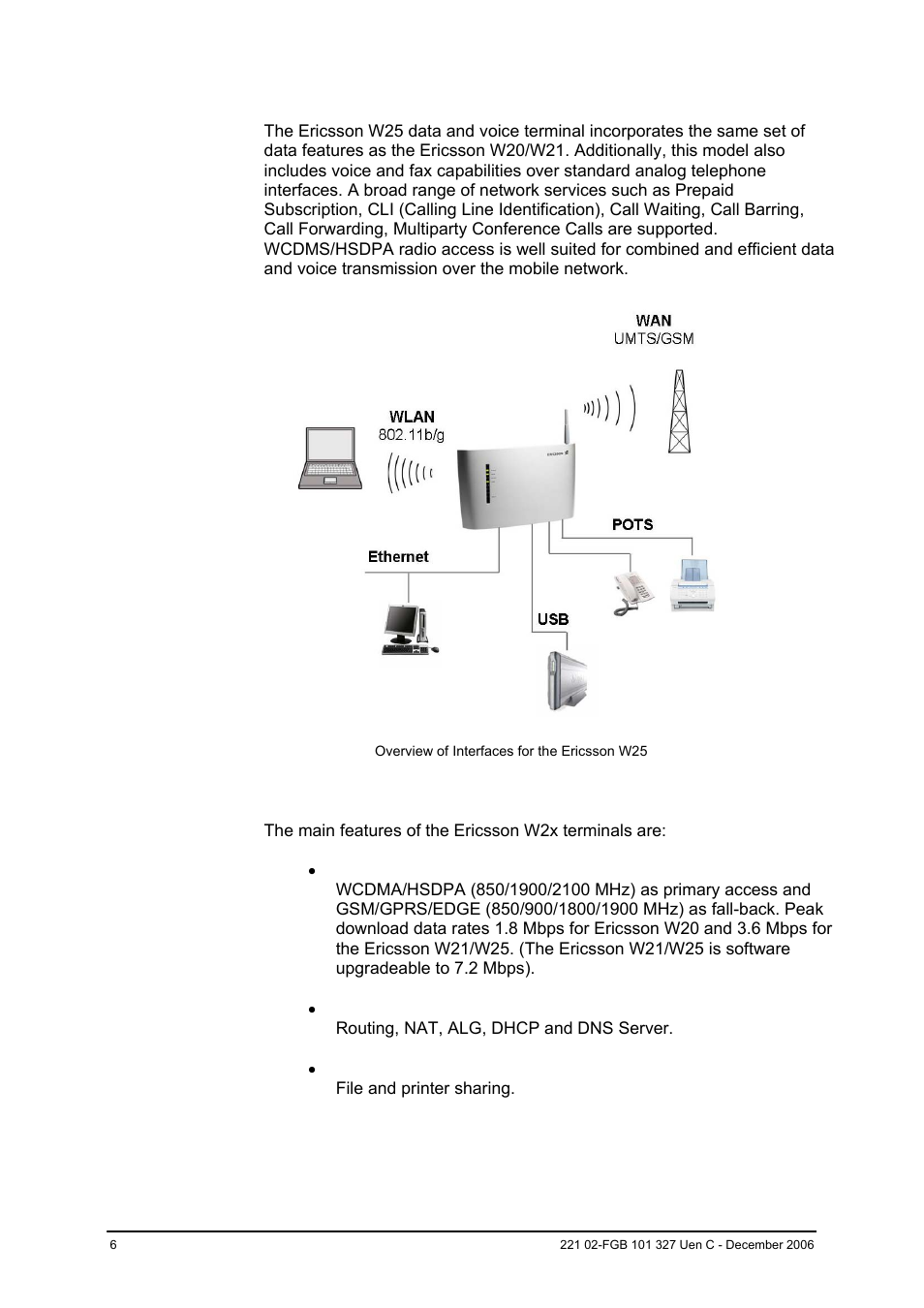 3 ericsson w25 – data and voice terminal, 4 ericsson w2x feature summary | Ericsson W2x Series User Manual | Page 6 / 33