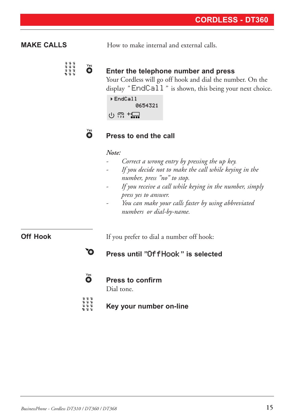 Cordless - dt360 | Ericsson DT368 User Manual | Page 15 / 84