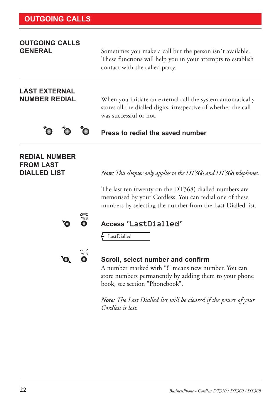 Outgoing calls | Ericsson DT368 User Manual | Page 22 / 84