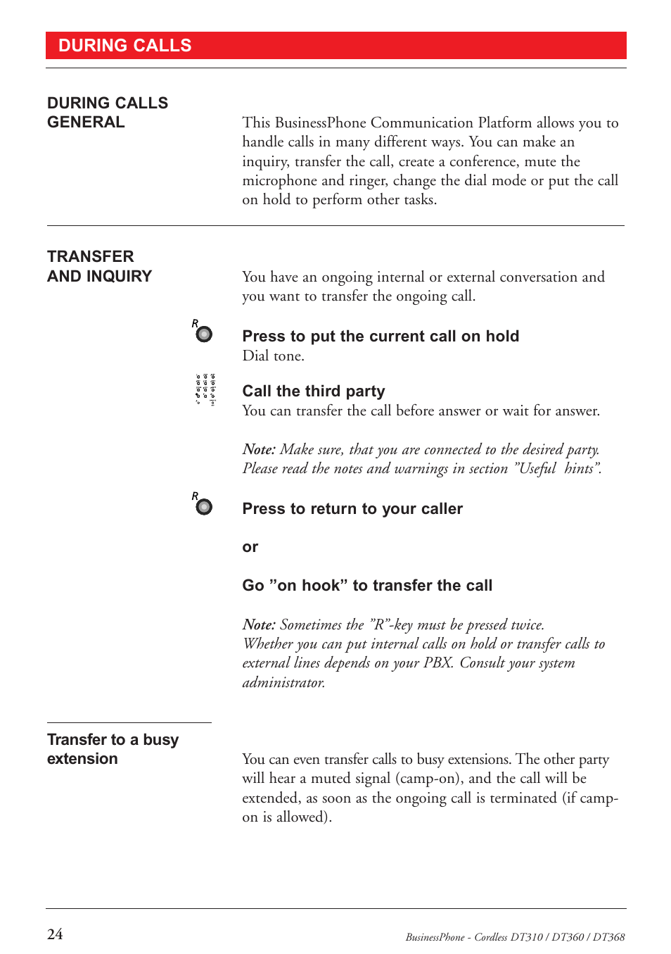 During calls | Ericsson DT368 User Manual | Page 24 / 84