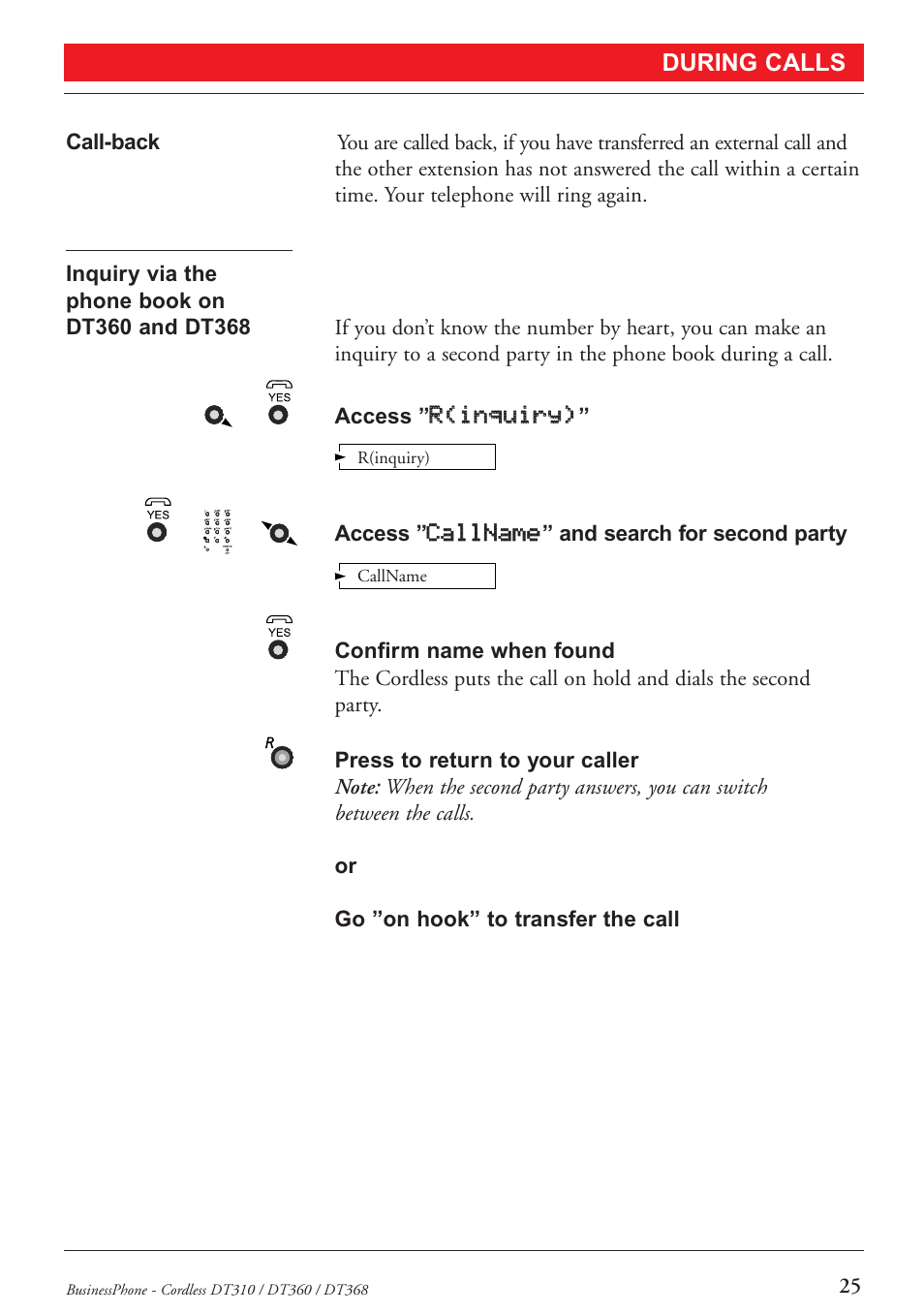 During calls | Ericsson DT368 User Manual | Page 25 / 84