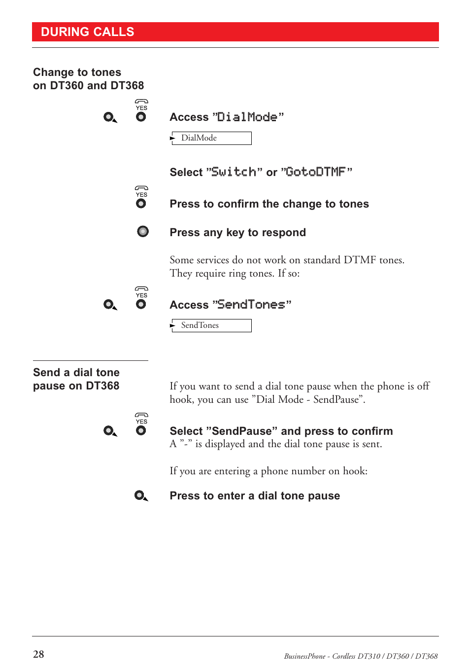 During calls | Ericsson DT368 User Manual | Page 28 / 84