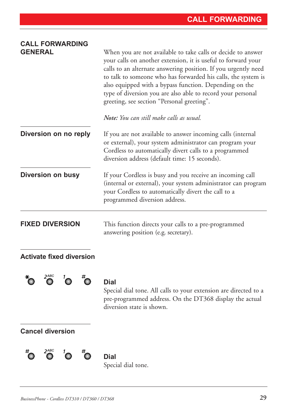 Call forwarding | Ericsson DT368 User Manual | Page 29 / 84