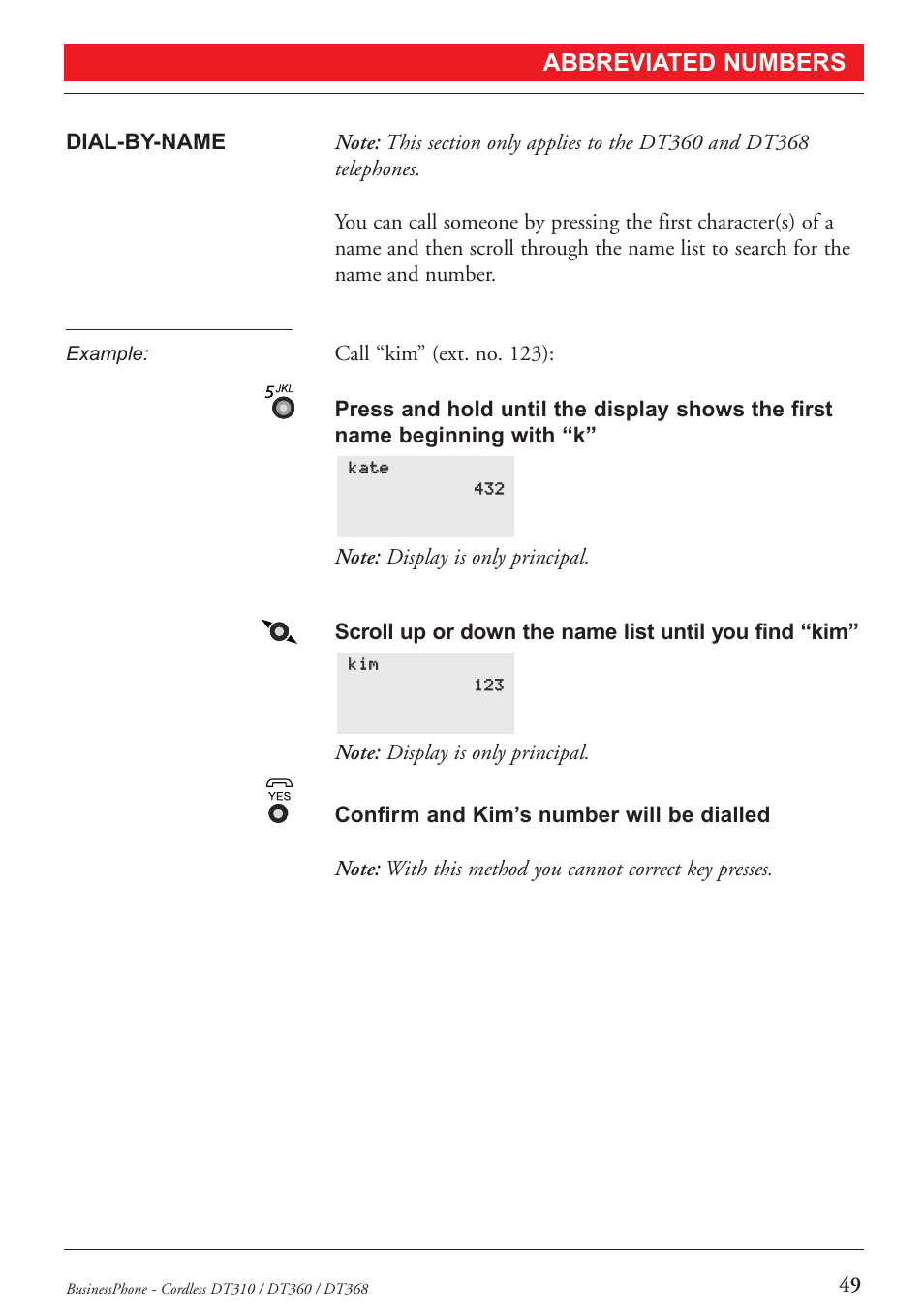 Abbreviated numbers | Ericsson DT368 User Manual | Page 49 / 84