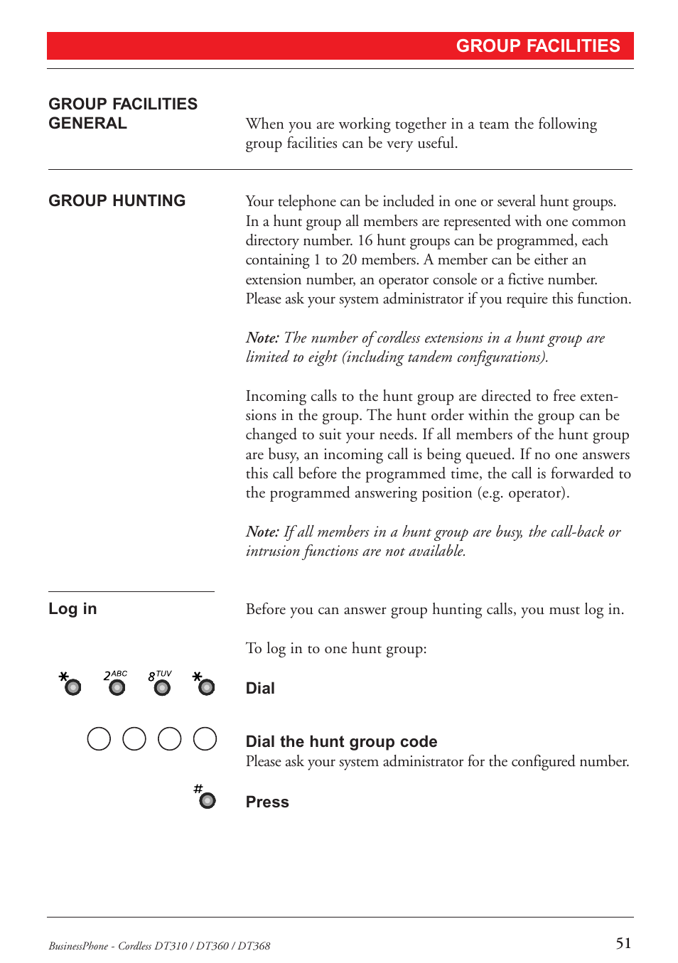 Group facilities | Ericsson DT368 User Manual | Page 51 / 84