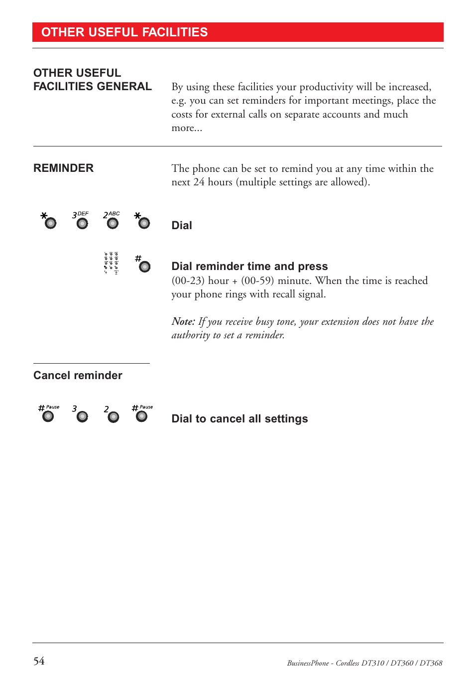 Other useful facilities | Ericsson DT368 User Manual | Page 54 / 84