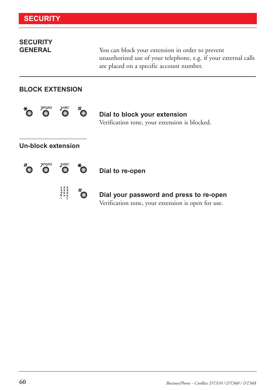 Security | Ericsson DT368 User Manual | Page 60 / 84