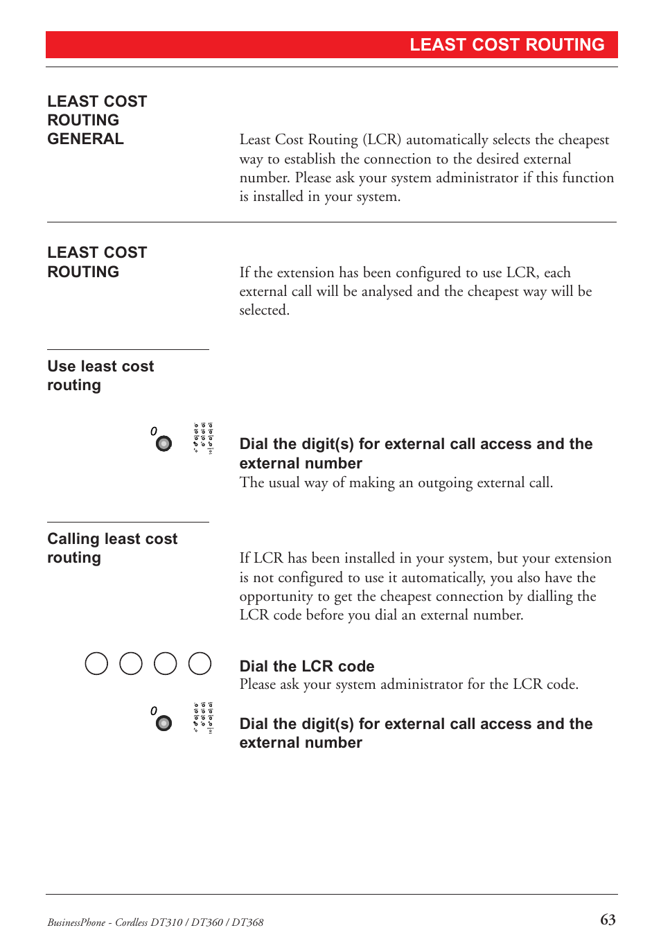 Least cost routing | Ericsson DT368 User Manual | Page 63 / 84