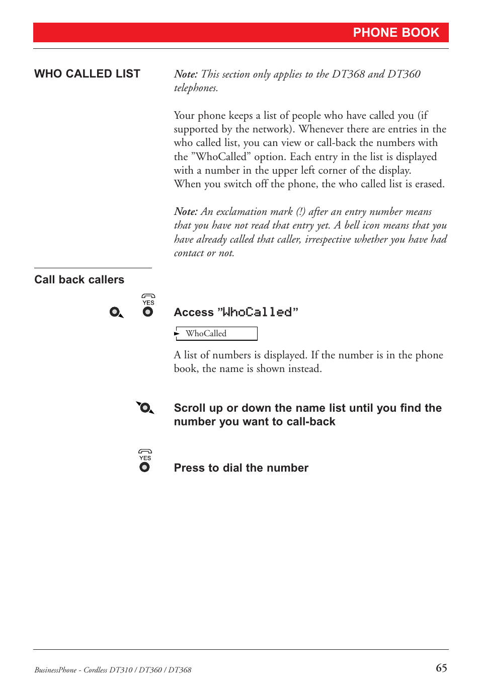 Phone book | Ericsson DT368 User Manual | Page 65 / 84