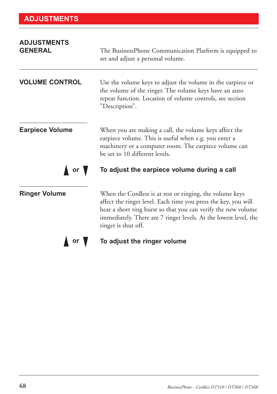 Adjustments | Ericsson DT368 User Manual | Page 68 / 84