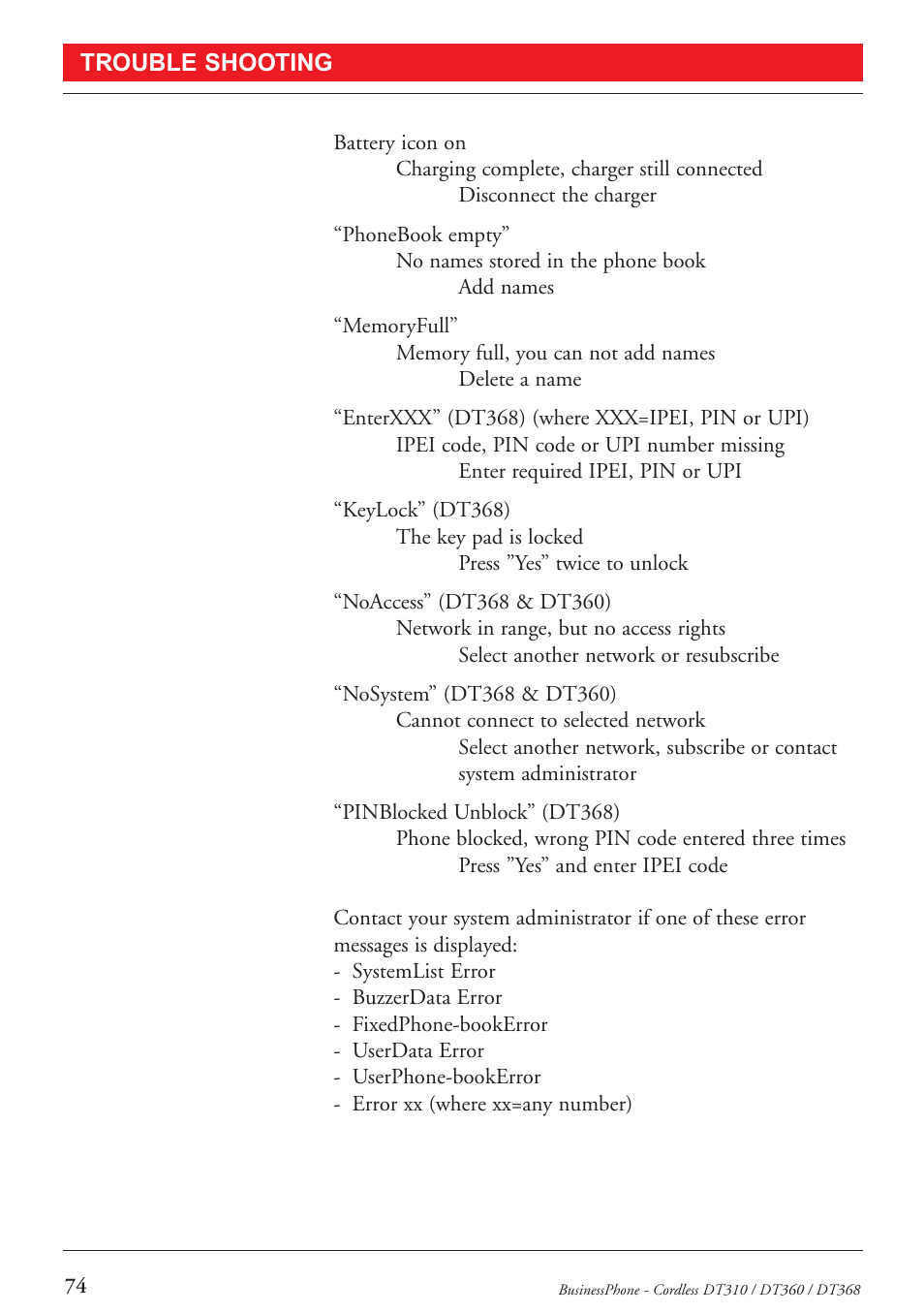 Ericsson DT368 User Manual | Page 74 / 84