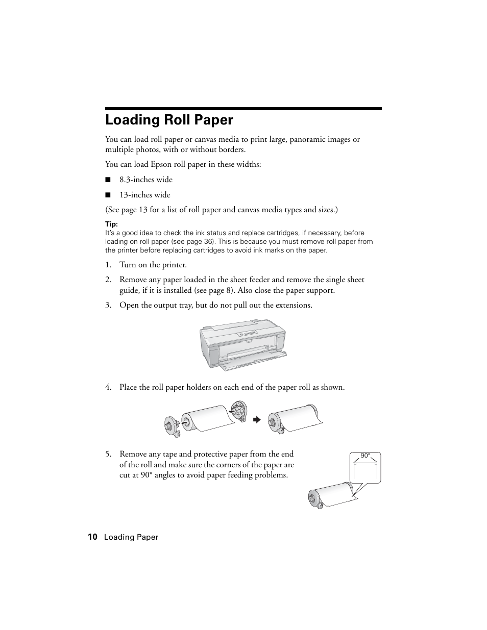 Loading roll paper | Ericsson PHOTO R1900 User Manual | Page 10 / 52