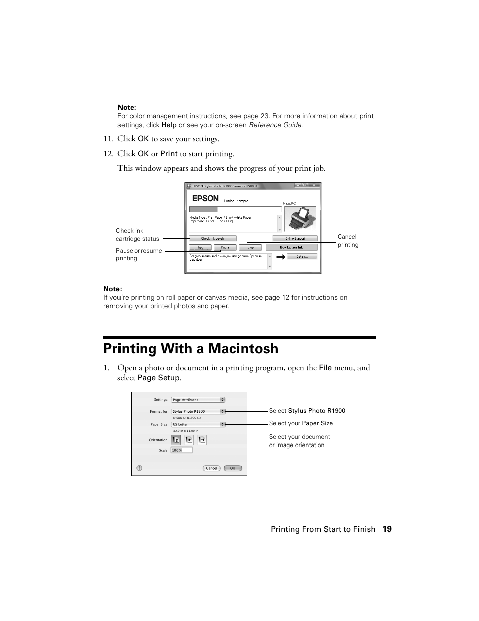 Printing with a macintosh | Ericsson PHOTO R1900 User Manual | Page 19 / 52