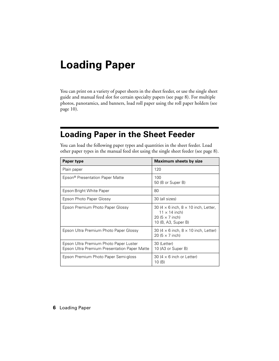 Loading paper, Loading paper in the sheet feeder | Ericsson PHOTO R1900 User Manual | Page 6 / 52
