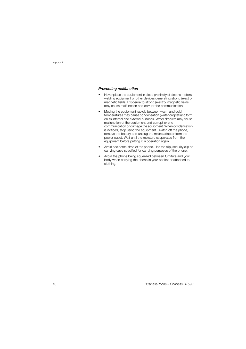 Preventing malfunction | Ericsson DT590 User Manual | Page 10 / 144