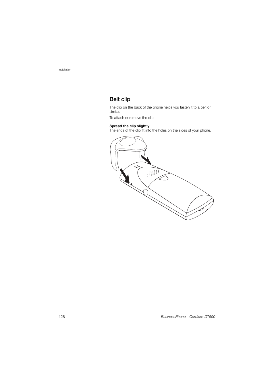 Belt clip | Ericsson DT590 User Manual | Page 128 / 144