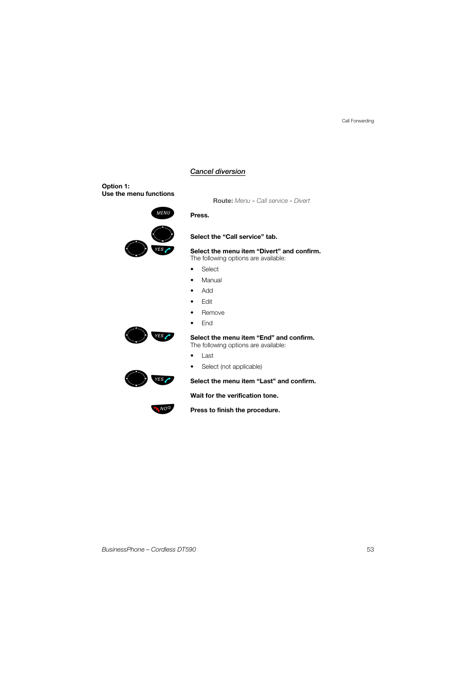 Cancel diversion, ºь ы | Ericsson DT590 User Manual | Page 53 / 144