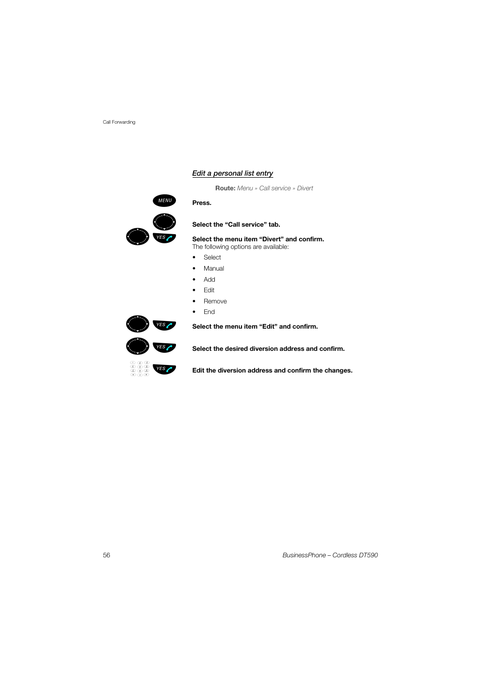 Edit a personal list entry, ºь ы | Ericsson DT590 User Manual | Page 56 / 144