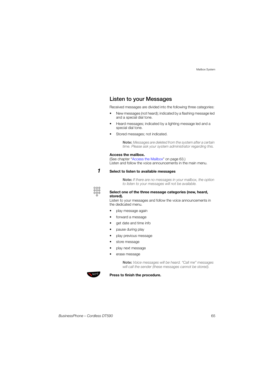 Listen to your messages | Ericsson DT590 User Manual | Page 65 / 144