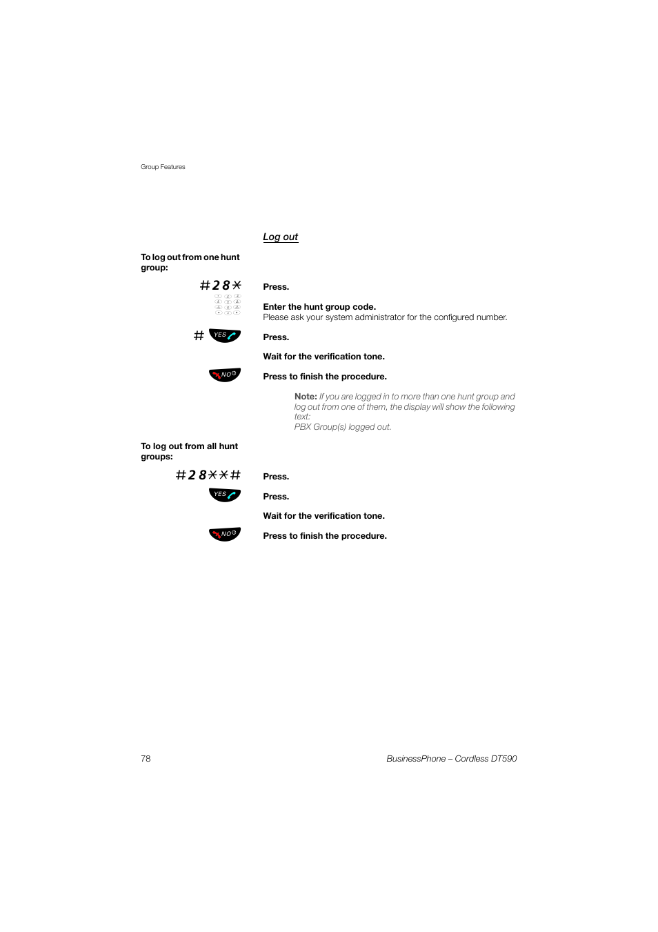 Log out | Ericsson DT590 User Manual | Page 78 / 144