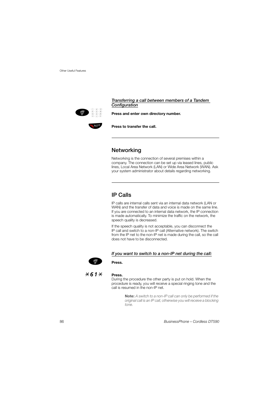 Networking, Ip calls | Ericsson DT590 User Manual | Page 86 / 144