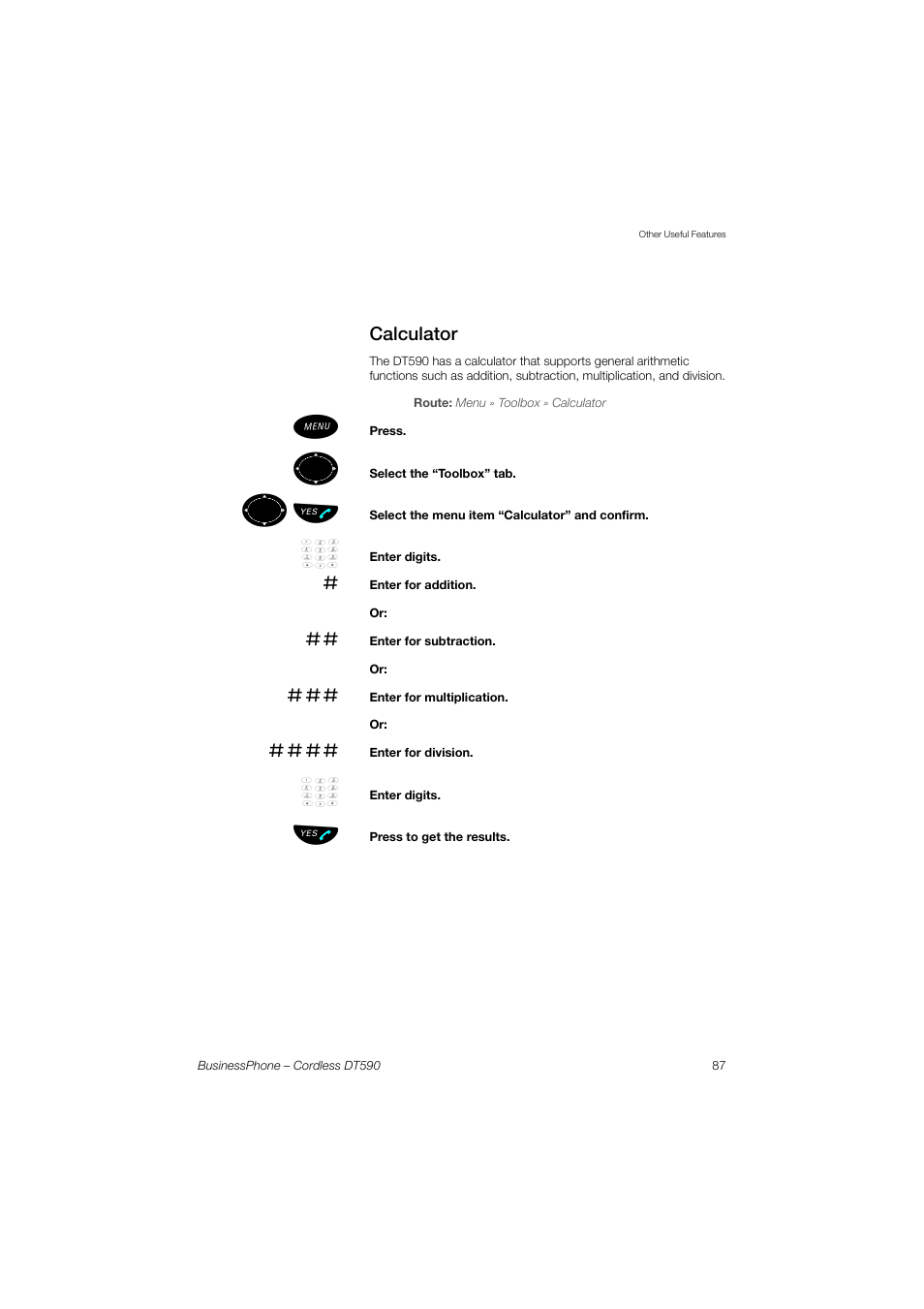 Calculator, ºь ы | Ericsson DT590 User Manual | Page 87 / 144