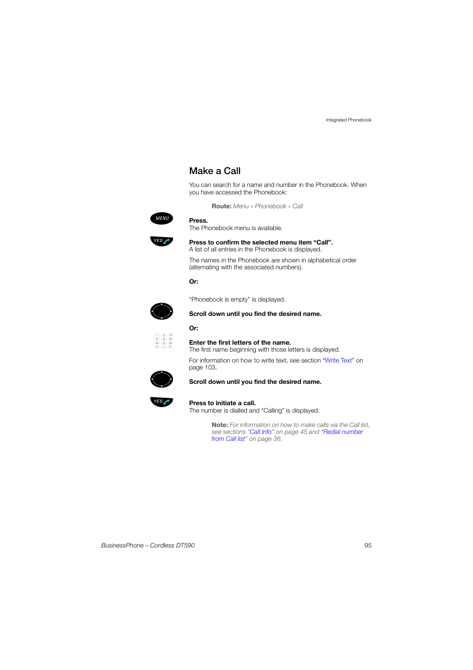 Make a call | Ericsson DT590 User Manual | Page 95 / 144