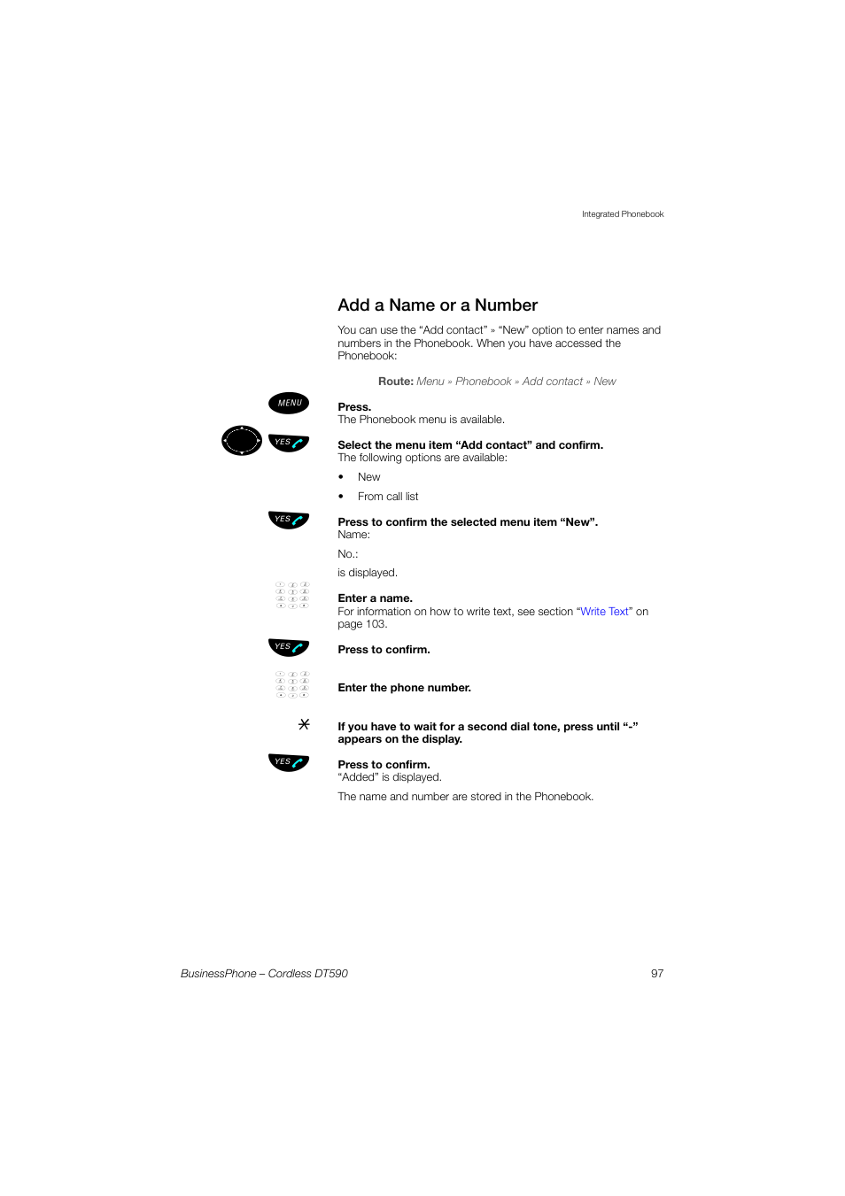 Add a name or a number, ºь ы | Ericsson DT590 User Manual | Page 97 / 144