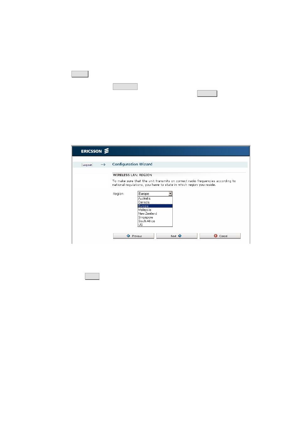 2 region, 3 channel selection | Ericsson W21 User Manual | Page 20 / 84