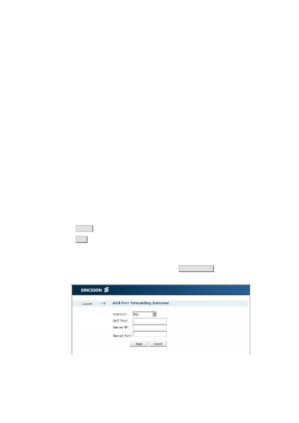 1 add a port forwarding rule | Ericsson W21 User Manual | Page 46 / 84