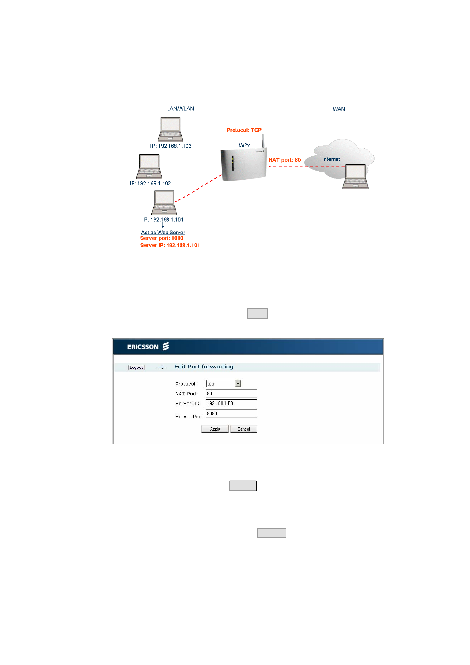 3 edit port forwarding rule, 4 delete port forwarding rule | Ericsson W21 User Manual | Page 48 / 84