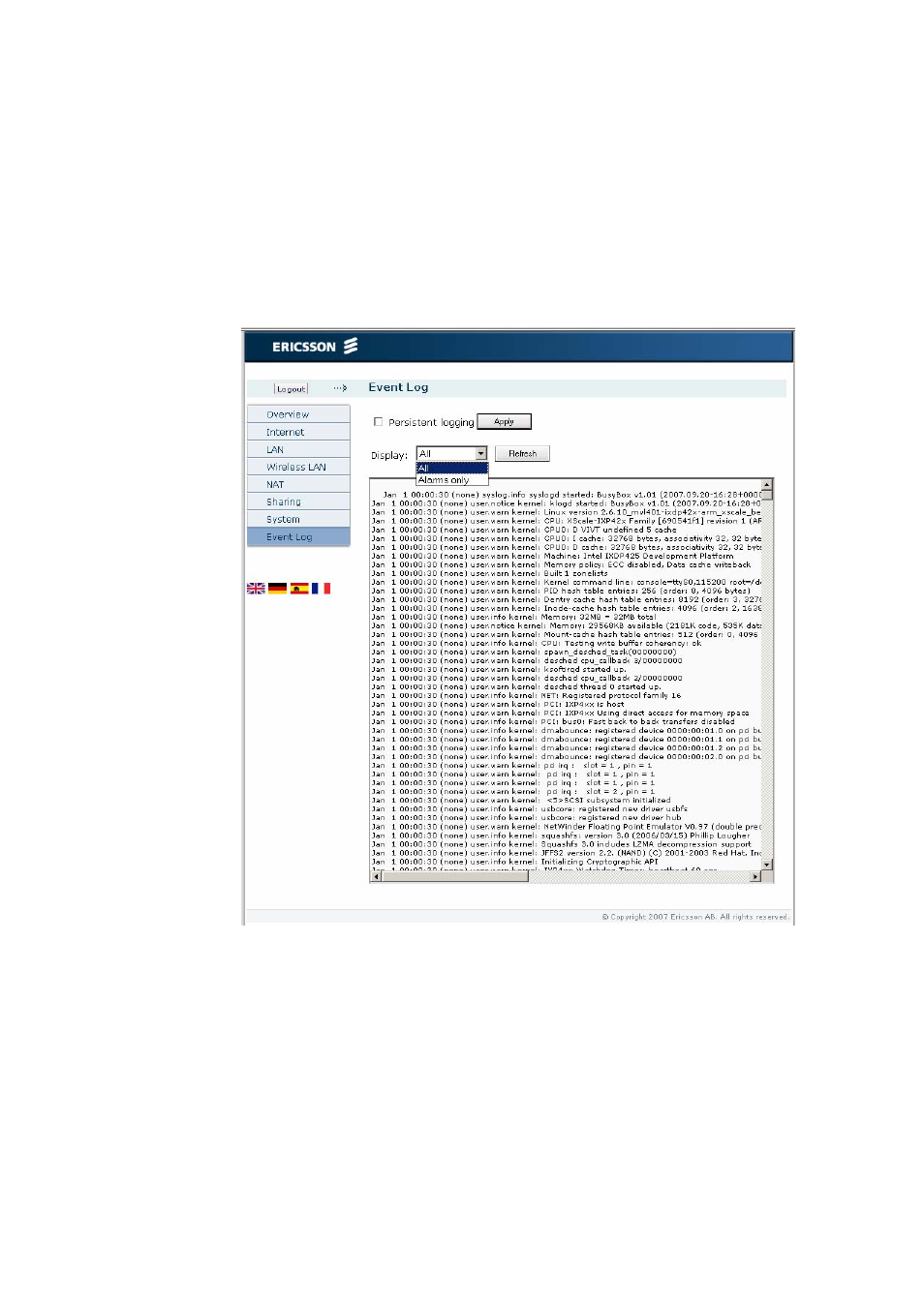 10 event log | Ericsson W21 User Manual | Page 59 / 84