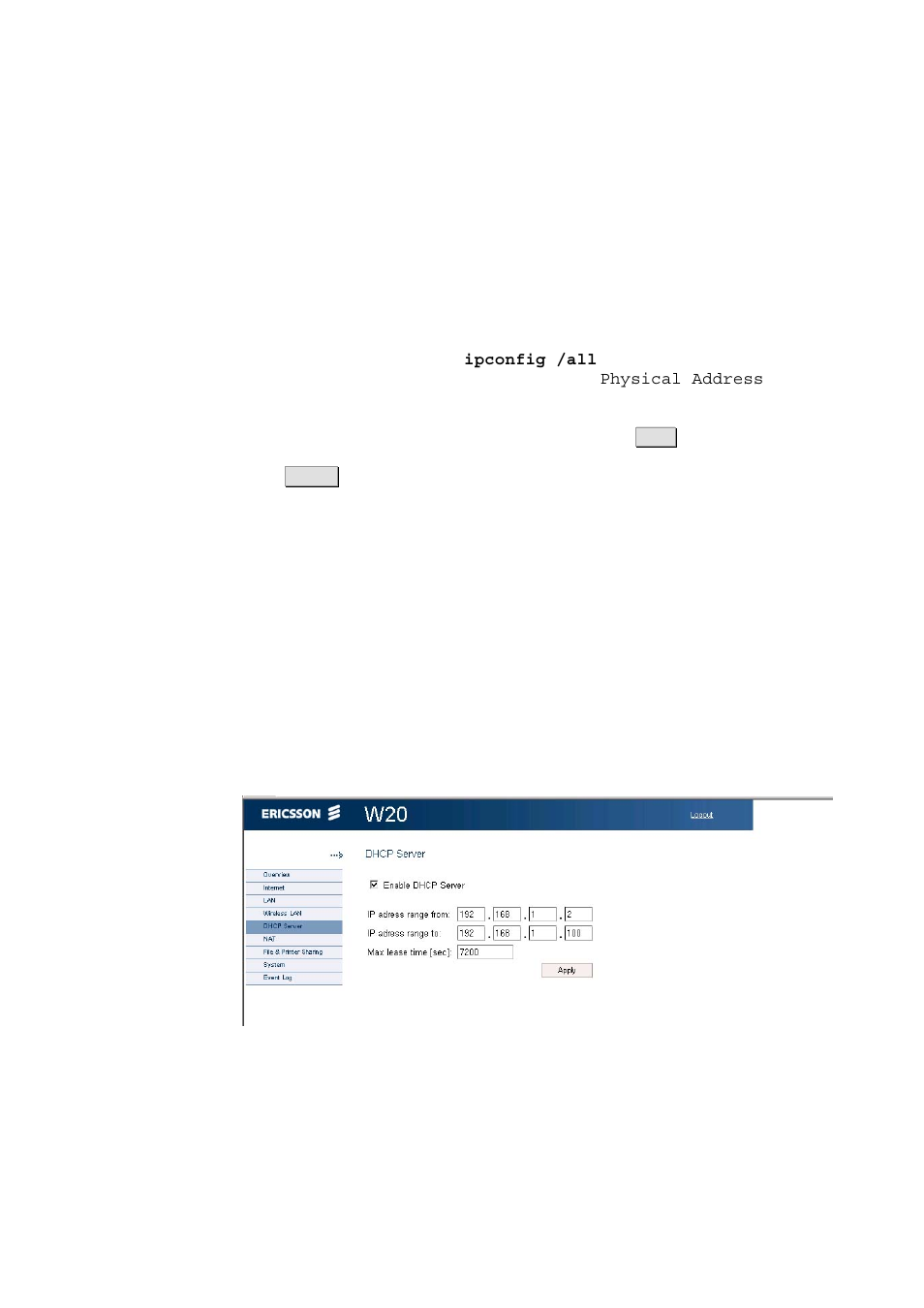 5 whitelist, 7 dhcp server, See section | 7 – “dhcp server” fo, E section, Dhcp server” for instructions | Ericsson WCDMA/HSDPA User Manual | Page 35 / 68