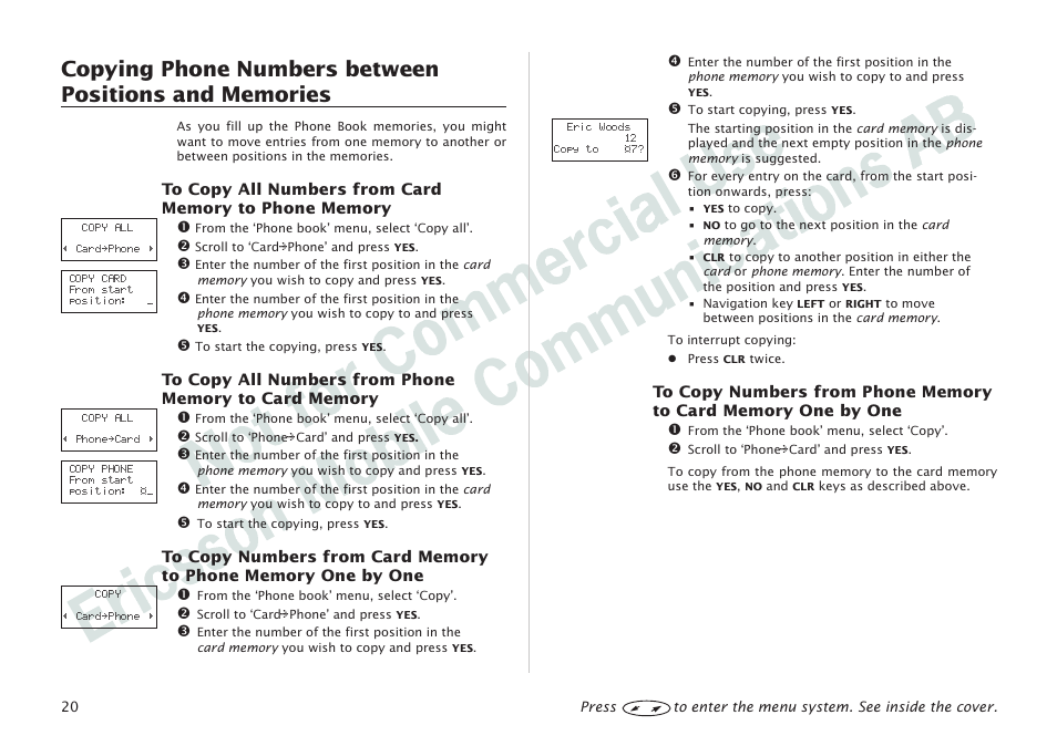 Ericsson I 888 WORLD User Manual | Page 24 / 70